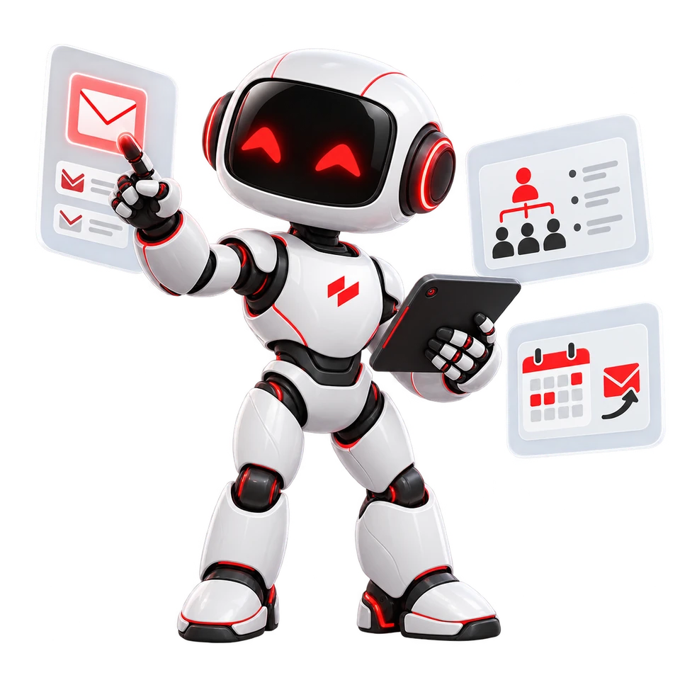 CORE, o robô da Mark2, organizando campanhas de e-mail com envelopes, segmentos e um calendário